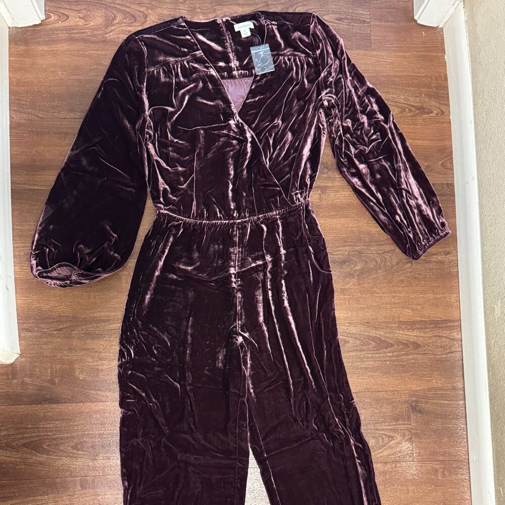 Velvet Wrap-Front Jumpsuit